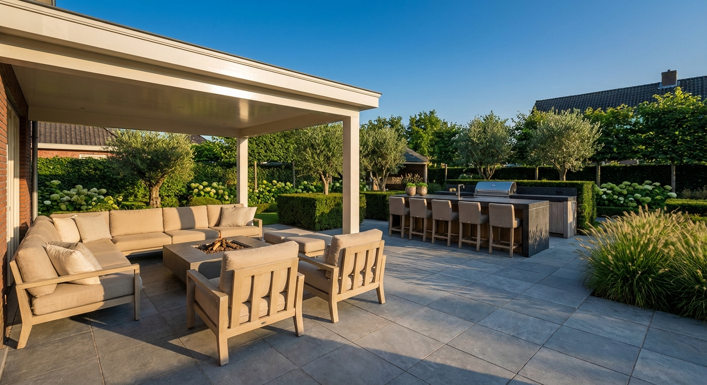 Luxe buitenleven — outdoor kitchen en lounge